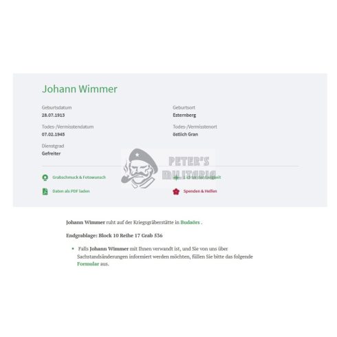 Halálozási értesítő (HUN) - Johann Wimmer - Esztergom