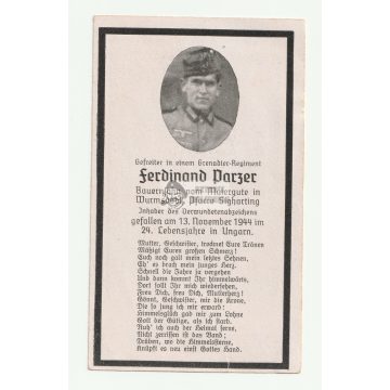  Halálozási értesítő (HUN) - Ferdinand Parzer - Tápiószecső