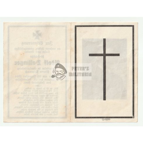 Halálozási értesítő (HUN) - Adolf Dallinger - SS Schütze