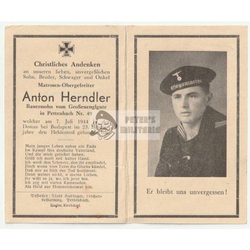 Halálozási értesítő (HUN) - Anton Herndler- Budapest