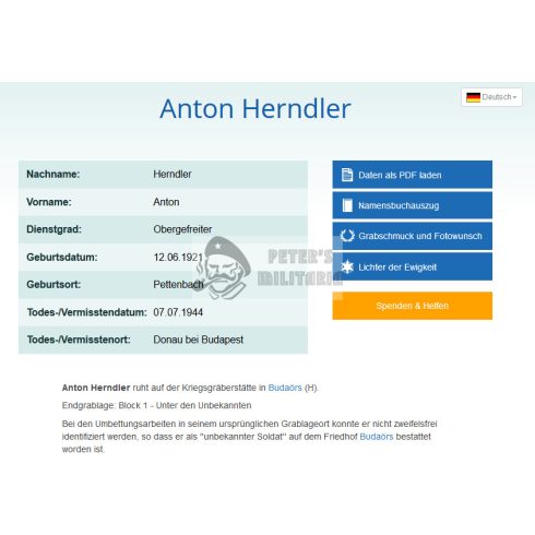 Halálozási értesítő (HUN) - Anton Herndler- Budapest