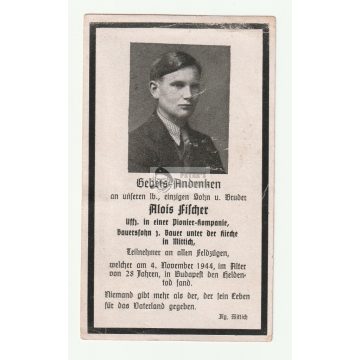   Halálozási értesítő (HUN) - Alois Fischer / Budapest, Margit híd