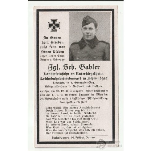 Halálozási értesítő (HUN) - Sebastian Gabler