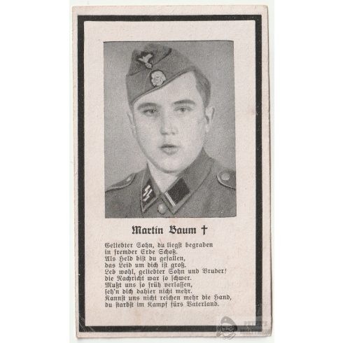 Halálozási értesítő (HUN) Martin Baum SS Unterscharführer - Kenderes