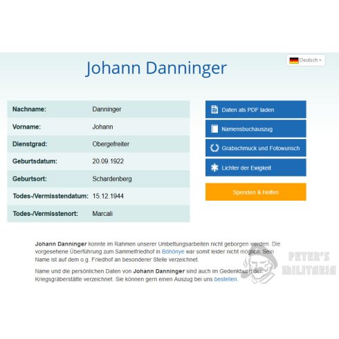 Halálozási értesítő (HUN) - Johann Danninger - Marcali 