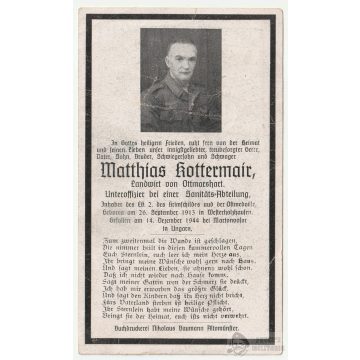   Halálozási értesítő (HUN) Matthias Kottermair - Martonvásár