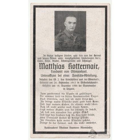 Halálozási értesítő (HUN) Matthias Kottermair - Martonvásár