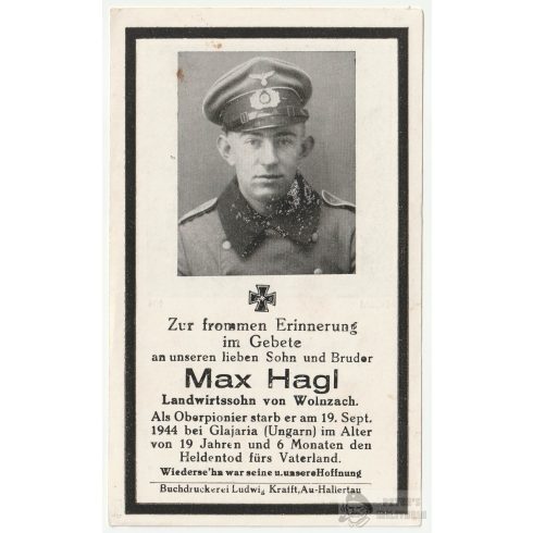 Halálozási értesítő (HUN) - Max Hagl / Görgényüvegcsűr