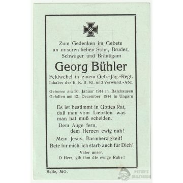 Halálozási értesítő (HUN) Georg Bühler - Nemesvid