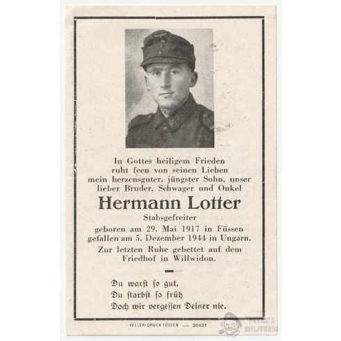 Halálozási értesítő (HUN) Hermann Lotter - Vilyvitány