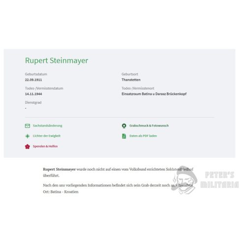 Halálozási értesítő (HUN) Rupert Steinmayr - Kiskőszeg
