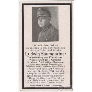 Halálozási értesítő (HUN) Ludwig Baumgartner - Nyomát