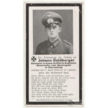 Halálozási értesítő (HUN) Johann Goldberger - Budapest