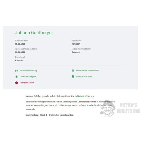 Halálozási értesítő (HUN) Johann Goldberger - Budapest